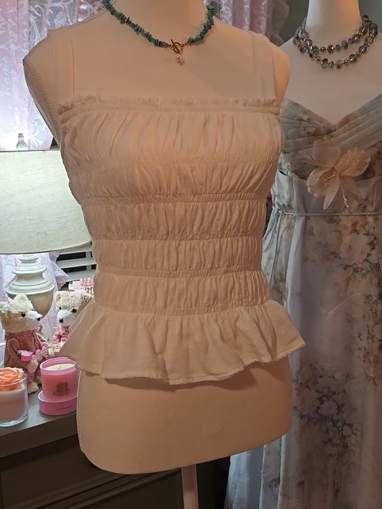 Universal Thread White Smocked Ruffle Tank Top - Picture 1 of 12